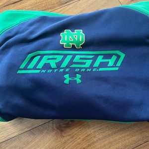Youth under armor Notre Dame sweatshirt. Green and Blue Youth XL